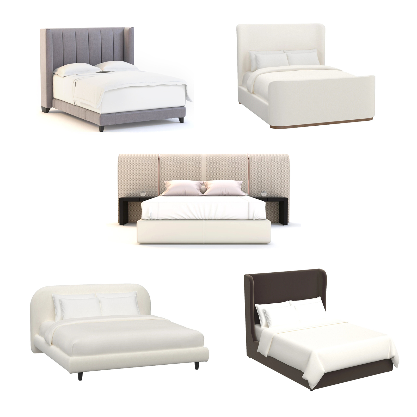 Collection of Five Luxury Platform Beds 3D Model_07